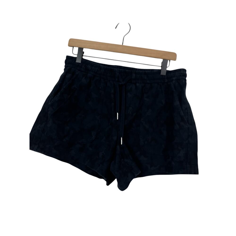 Athleta Womens Camo Farrallon Blue Black Athletic Casual Knit Short Size 10